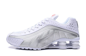 Nike shox R4 🌟🌟🌟🌟 🌟 White
	Metallic Silver (swoosh, side