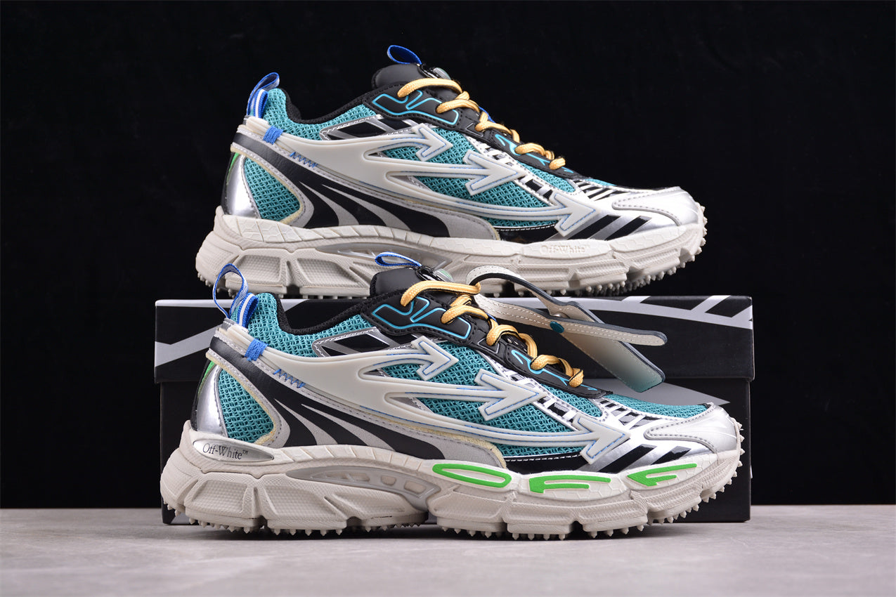 Off-White™ x Nike Terra Forma in the blue/green/silver colorway.