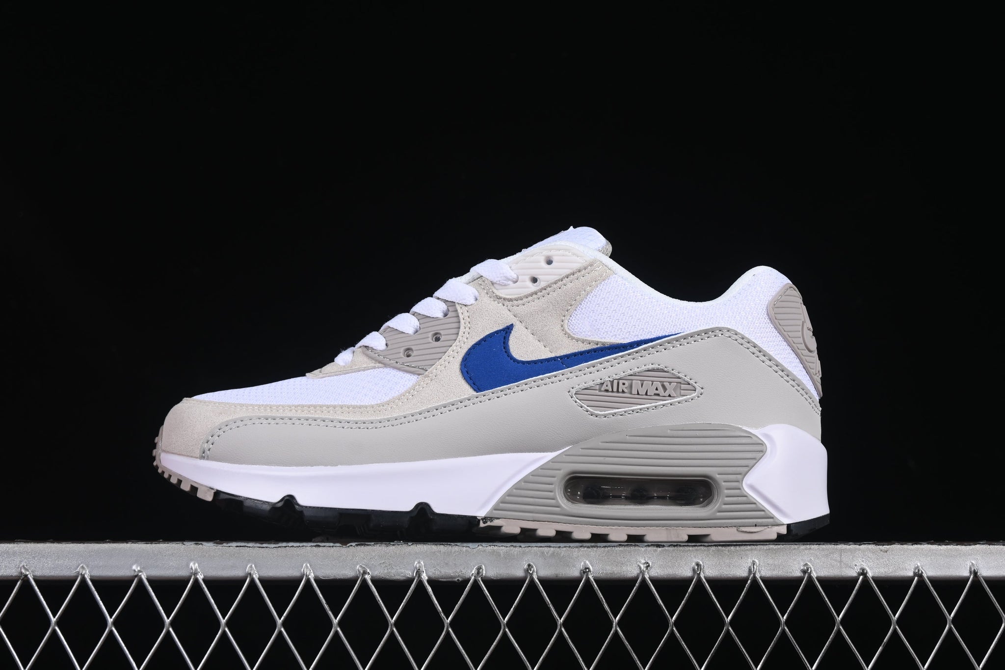 Nike Air Max 90 (White/Grey/Beige/Blue) – A Timeless Fusion of Classic Elegance and Modern Edge
